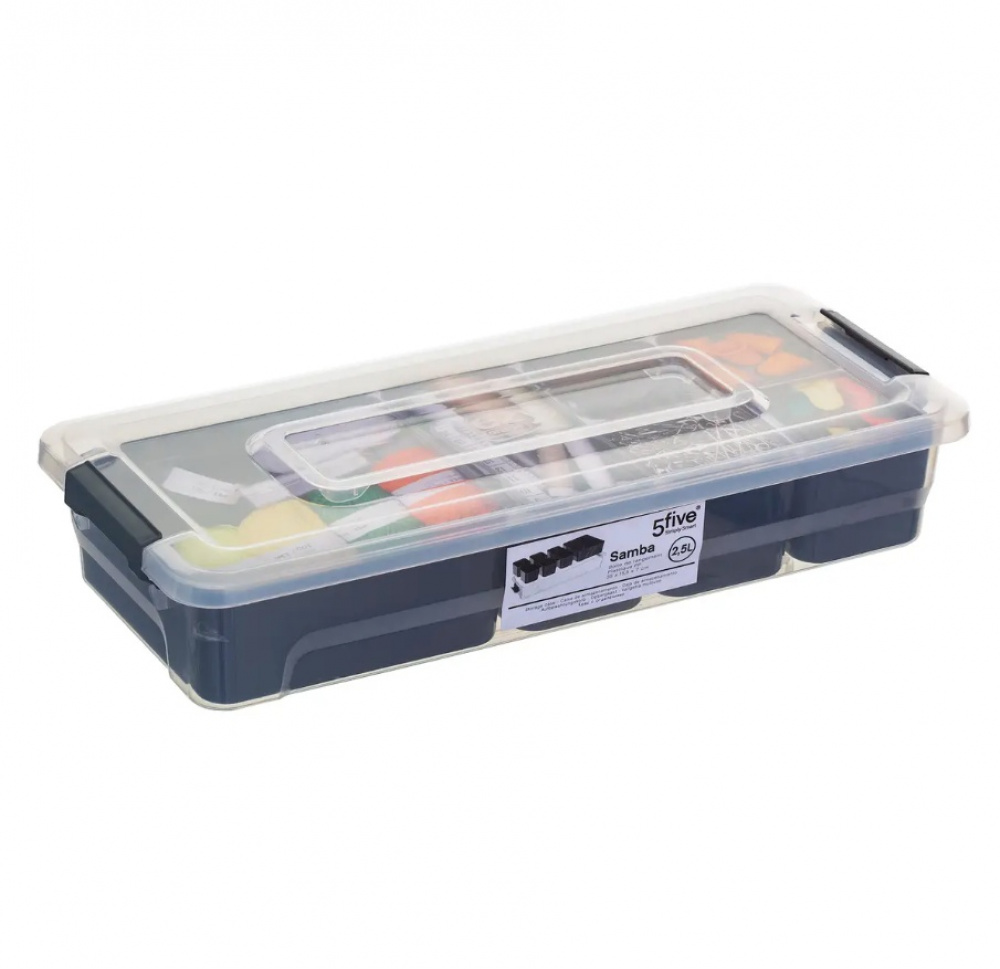 Låda, långsmal, med 6 burkar för sortering, EZY SORT IT, 35 x 15.5 x H 7 cm, Transparent / Grå i gruppen Förvaring / Förvaringslådor hos SmartaSaker.se (41873)