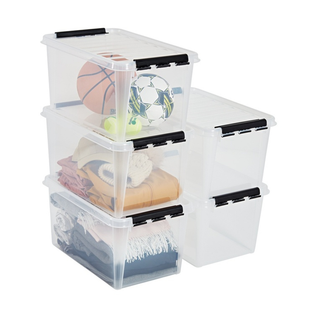 Låda, Stor, SMARTSTORE 46L, CLASSIC, 59 x 39 x H31 cm, Transparent / Svart i gruppen Förvaring / Förvaringslådor hos SmartaSaker.se (41879)