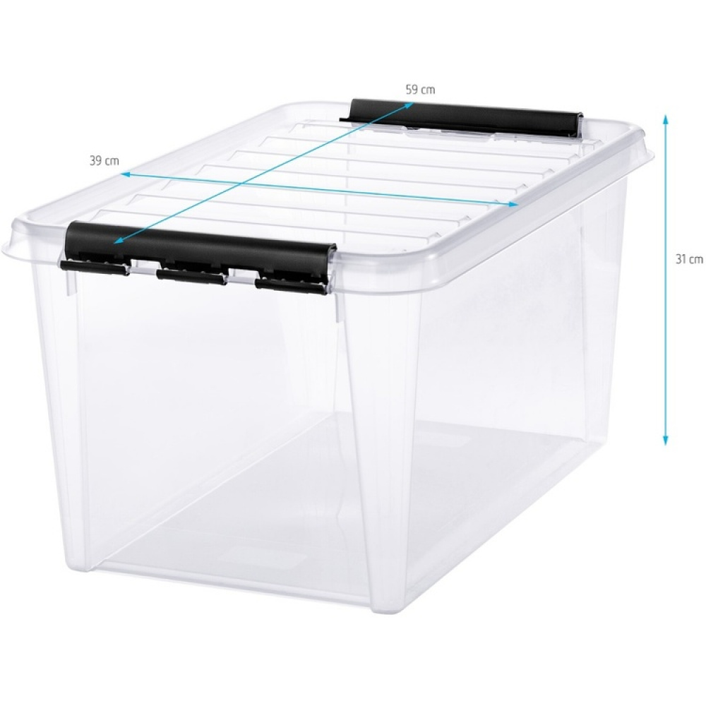 Låda, Stor, SMARTSTORE 46L, CLASSIC, 59 x 39 x H31 cm, Transparent / Svart i gruppen Förvaring / Förvaringslådor hos SmartaSaker.se (41879)
