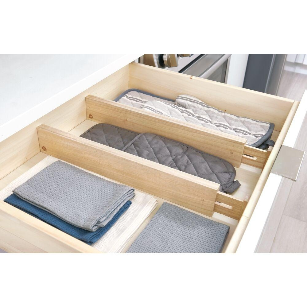 Lådavdelare i trä, Justerbara, 2 st, PAULOWNIA ECO WOOD DIVIDERS, 42 - 57 x H 6,4 cm, Natur i gruppen Förvaring / Köksförvaring / Organisera köksskåp hos SmartaSaker.se (41885)