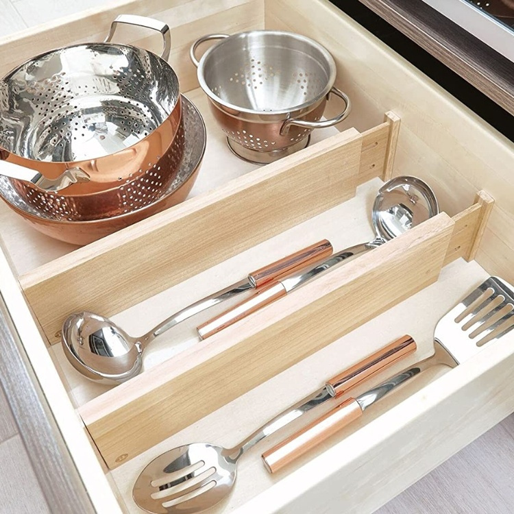 Lådavdelare i trä, Justerbara, 2 st, PAULOWNIA ECO WOOD HIGH DIVIDERS, 42 - 57 x H 10,2 cm, Natur i gruppen Förvaring hos SmartaSaker.se (41886)