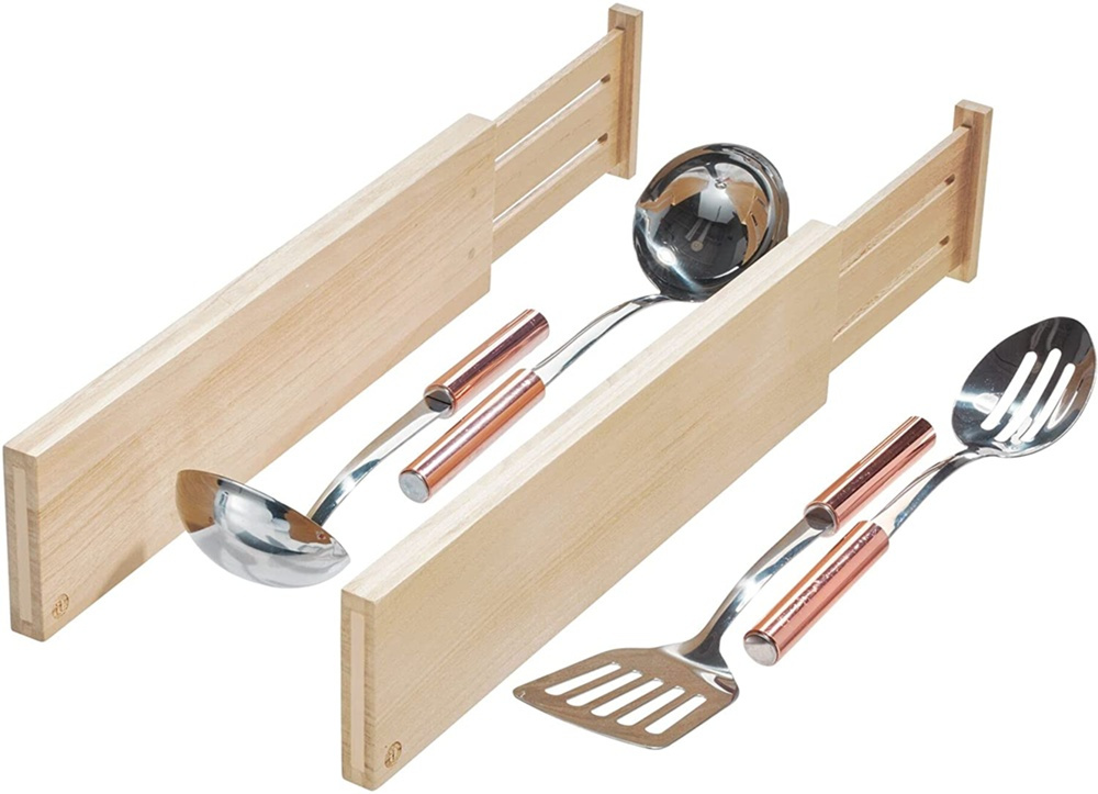 Lådavdelare i trä, Justerbara, 2 st, PAULOWNIA ECO WOOD HIGH DIVIDERS, 42 - 57 x H 10,2 cm, Natur i gruppen Förvaring / Köksförvaring / Organisera köksskåp hos SmartaSaker.se (41886)