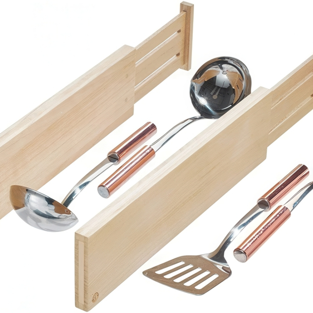 Lådavdelare i trä, Justerbara, 2 st, PAULOWNIA ECO WOOD HIGH DIVIDERS, 42 - 57 x H 10,2 cm, Natur i gruppen Förvaring hos SmartaSaker.se (41886)