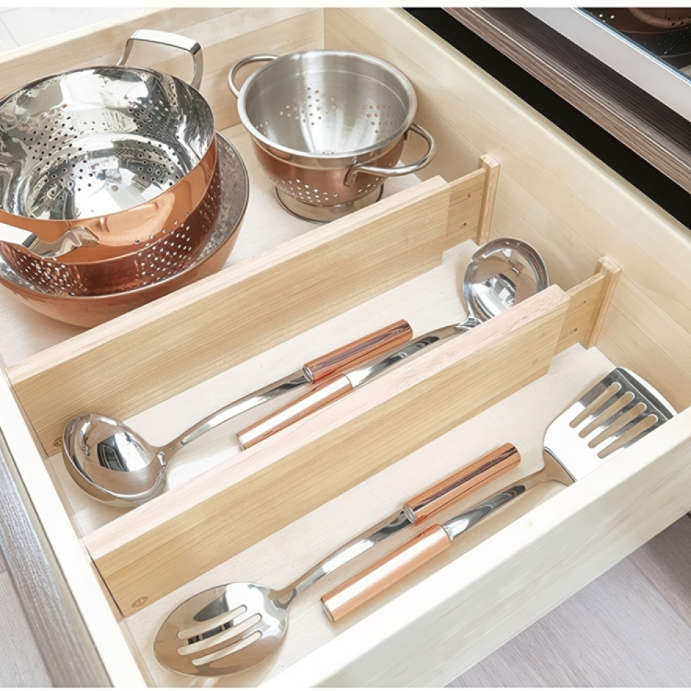 Lådavdelare i trä, Justerbara, 2 st, PAULOWNIA ECO WOOD HIGH DIVIDERS, 42 - 57 x H 10,2 cm, Natur i gruppen Förvaring hos SmartaSaker.se (41886)