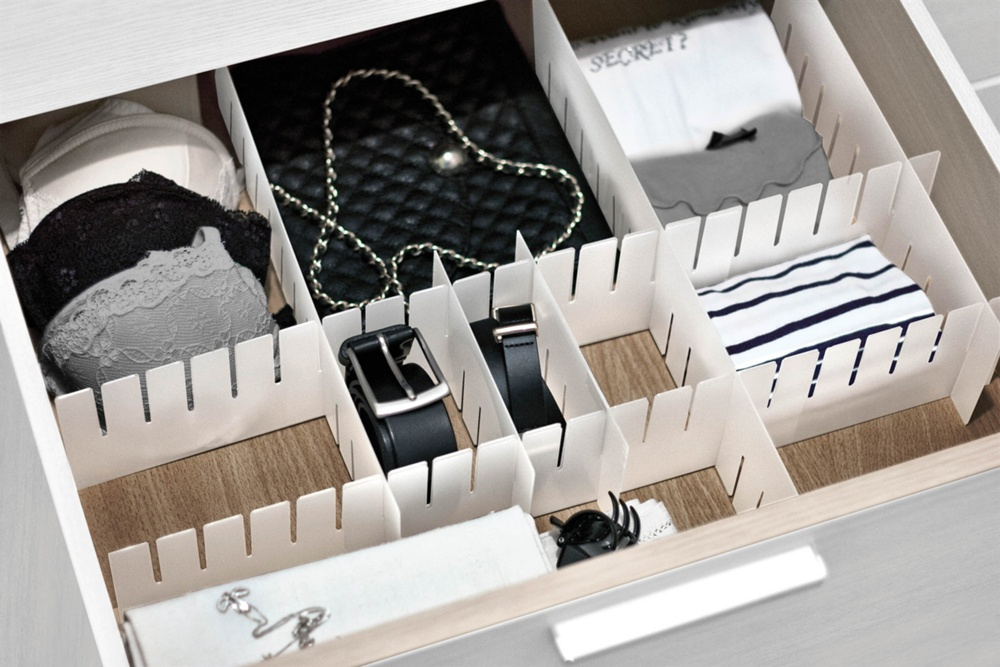 Lådavdelare, 8 st, DIVIDER ORGANIZER, 40 x H 8 cm, Vita i gruppen Förvaring / Garderobsförvaring / Sorteringslådor hos SmartaSaker.se (41887)