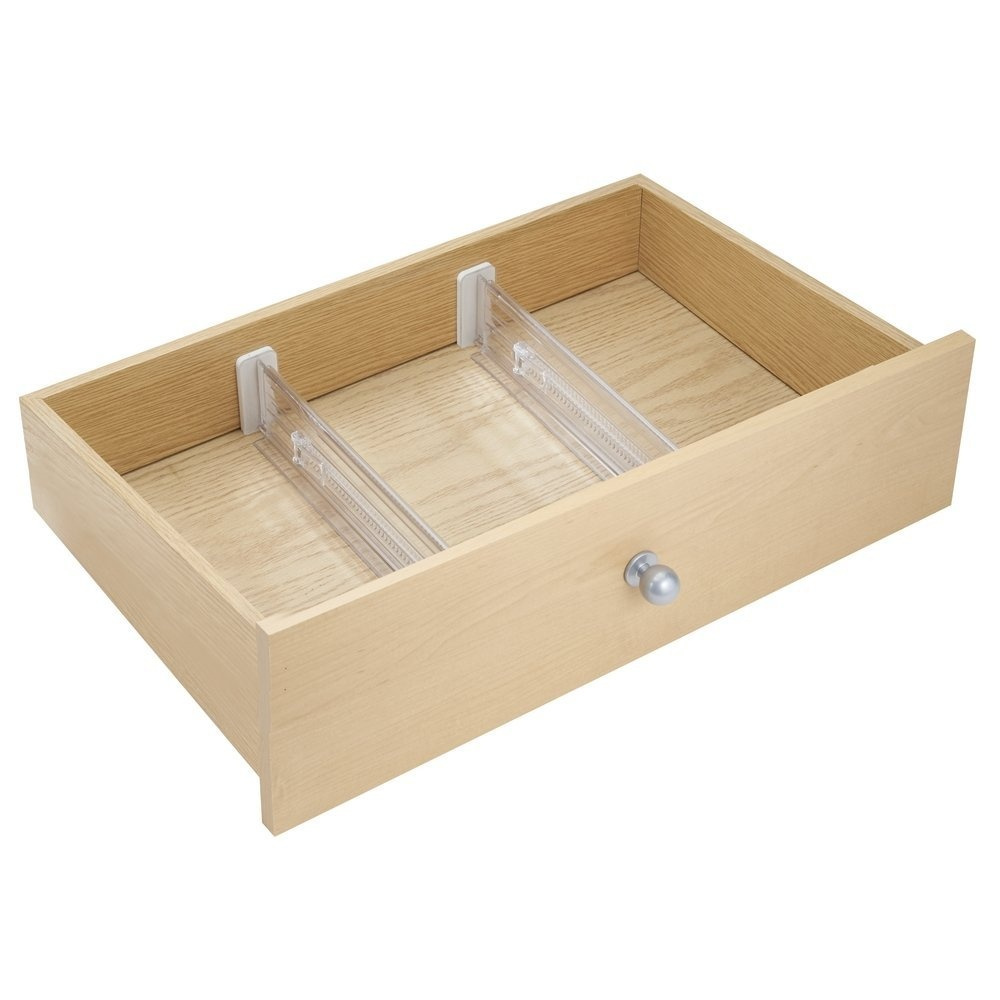 Lådavdelare, anpassningsbar, Låg, 2 st, LOCKS IN PLACE, 34,6 - 52,7 x H 6 cm, Transparent i gruppen Förvaring / Köksförvaring / Organisera köksskåp hos SmartaSaker.se (41889)