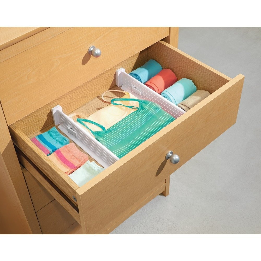 Lådavdelare, anpassningsbara, låga, 2 st, ADJUSTABLE DRAWER DIVIDERS, 35 - 53 x H 6 cm, Vita i gruppen Förvaring / Köksförvaring / Organisera köksskåp hos SmartaSaker.se (41891)