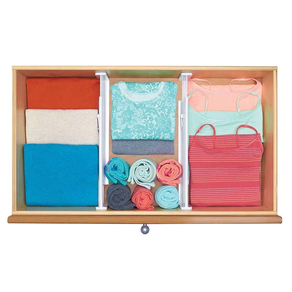 Lådavdelare, anpassningsbara, låga, 2 st, ADJUSTABLE DRAWER DIVIDERS, 35 - 53 x H 6 cm, Vita i gruppen Förvaring / Köksförvaring / Organisera köksskåp hos SmartaSaker.se (41891)