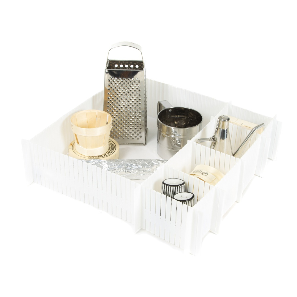 Lådavdelare, Höga, 6 st, FREE DRAWER ORGANISER, 44 x H 10 cm, Vit i gruppen Förvaring / Garderobsförvaring / Sorteringslådor hos SmartaSaker.se (41892)