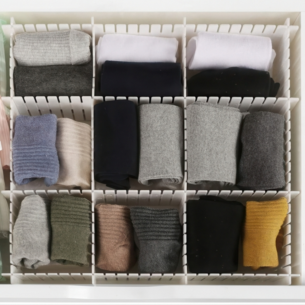 Lådavdelare, Höga, 6 st, FREE DRAWER ORGANISER, 44 x H 10 cm, Vit i gruppen Förvaring / Garderobsförvaring / Sorteringslådor hos SmartaSaker.se (41892)