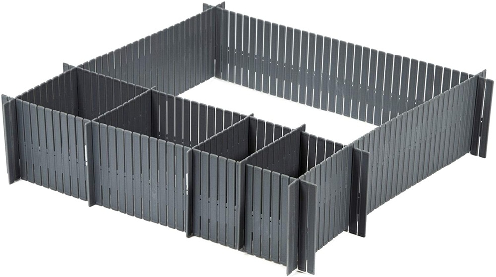 Lådavdelare, Höga, 6 st, FREE DRAWER ORGANISER, 44 x H 10 cm, Grå i gruppen Förvaring / Garderobsförvaring / Sorteringslådor hos SmartaSaker.se (41894)