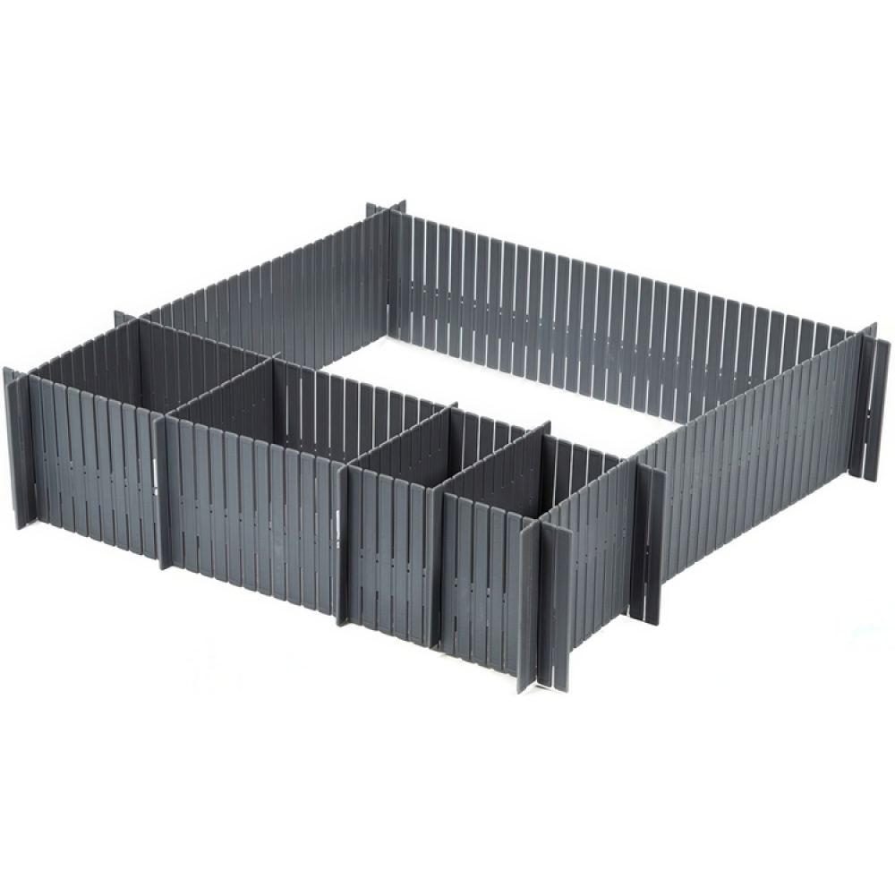 Lådavdelare, Höga, 6 st, FREE DRAWER ORGANISER, 44 x H 10 cm, Grå i gruppen Förvaring / Garderobsförvaring / Sorteringslådor hos SmartaSaker.se (41894)