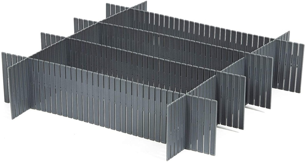 Lådavdelare, Höga, 6 st, FREE DRAWER ORGANISER, 44 x H 10 cm, Grå i gruppen Förvaring / Garderobsförvaring / Sorteringslådor hos SmartaSaker.se (41894)