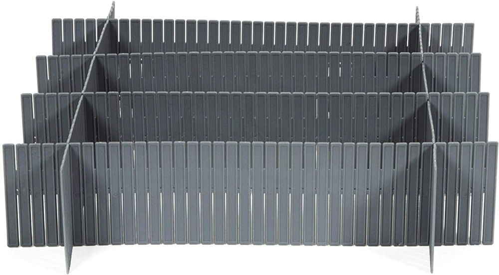 Lådavdelare, Höga, 6 st, FREE DRAWER ORGANISER, 44 x H 10 cm, Grå i gruppen Förvaring / Garderobsförvaring / Sorteringslådor hos SmartaSaker.se (41894)