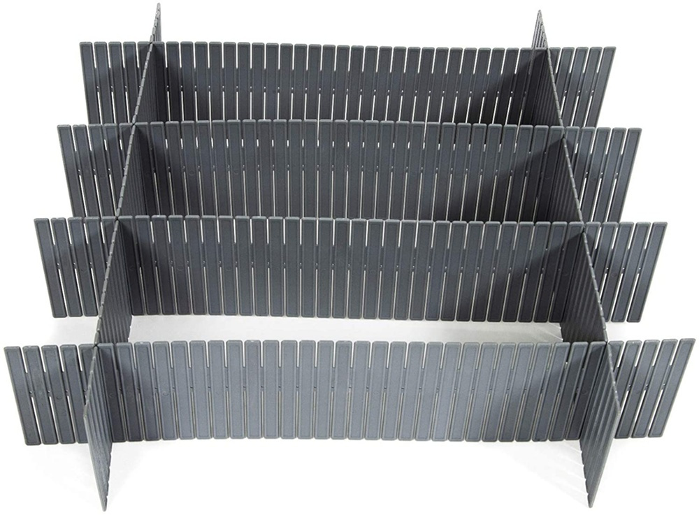 Lådavdelare, Höga, 6 st, FREE DRAWER ORGANISER, 44 x H 10 cm, Grå i gruppen Förvaring / Garderobsförvaring / Sorteringslådor hos SmartaSaker.se (41894)