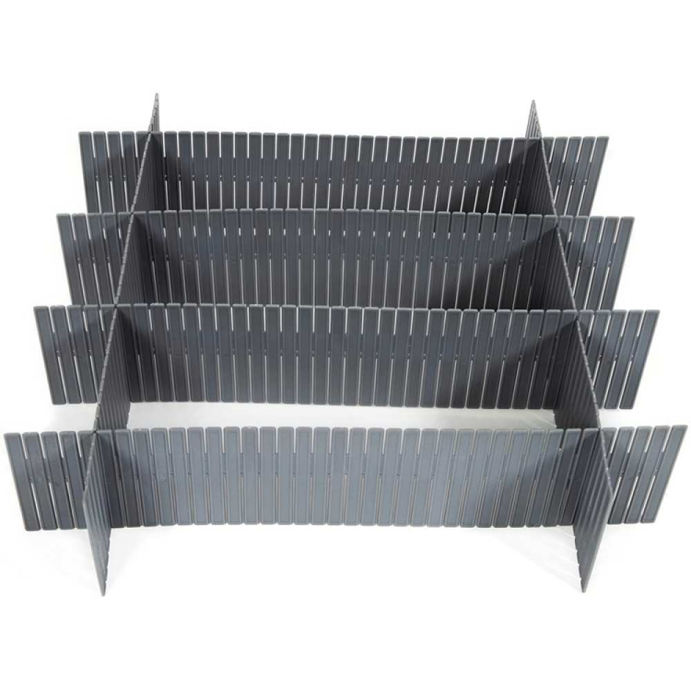 Lådavdelare, Höga, 6 st, FREE DRAWER ORGANISER, 44 x H 10 cm, Grå i gruppen Förvaring / Garderobsförvaring / Sorteringslådor hos SmartaSaker.se (41894)