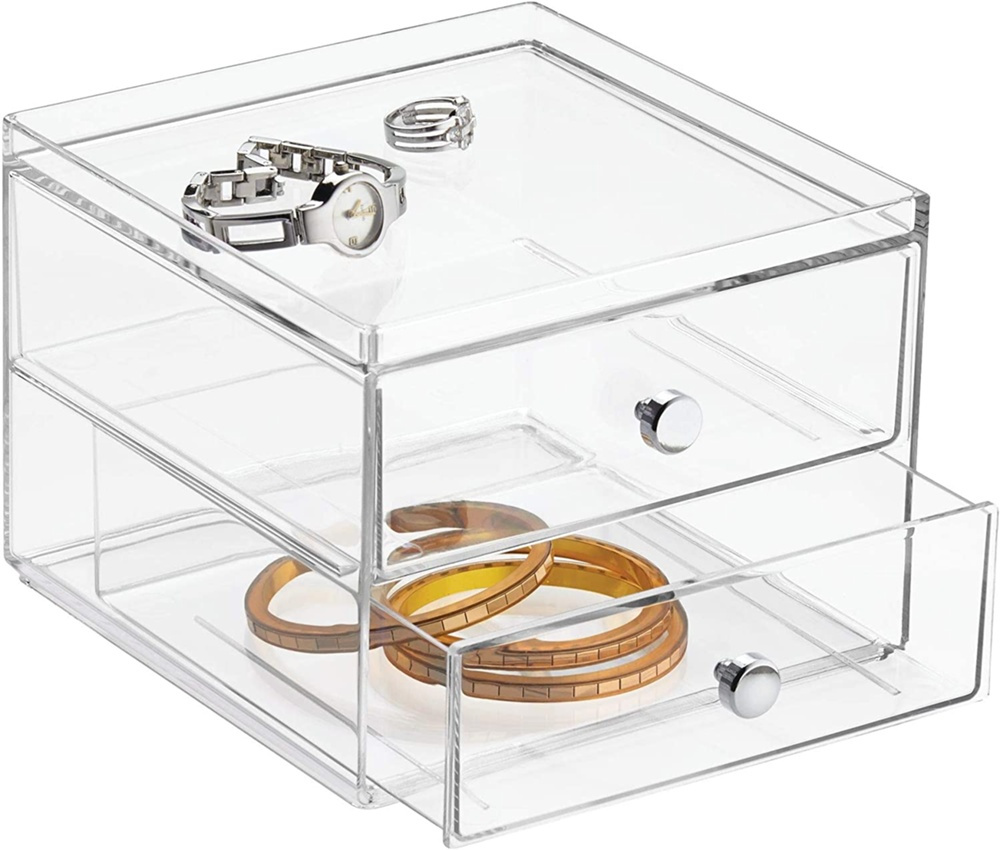 Lådförvaring, 2 lådor, ID CLARITY VANITY DRAWER, 16,5 x 16,5 x H 12,7 cm, Klar i gruppen Förvaring / Badrumsförvaring / Sminkförvaring hos SmartaSaker.se (41895)