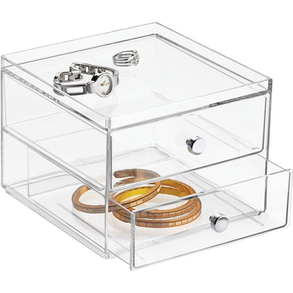 Lådförvaring, 2 lådor, ID CLARITY VANITY DRAWER, 16,5 x 16,5 x H 12,7 cm, Klar i gruppen Förvaring / Badrumsförvaring / Sminkförvaring hos SmartaSaker.se (41895)