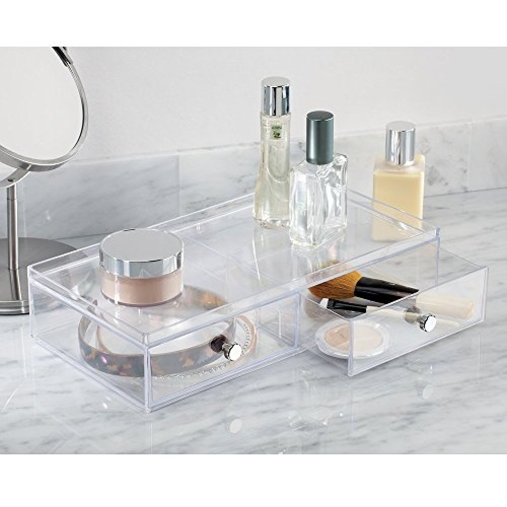 Lådförvaring, 2 lådor, ID CLARITY WIDE VANITY DRAWER, 33 x 16,5 x H 7,6 cm, Klar i gruppen Förvaring / Badrumsförvaring / Sminkförvaring hos SmartaSaker.se (41896)