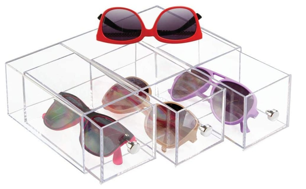 Lådförvaring, 3 lådor, ID CLARITY FLIP TOWER DRAWER, 8,5 x 16,5 x H 25 cm, Klar i gruppen Förvaring / Badrumsförvaring / Sminkförvaring hos SmartaSaker.se (41898)