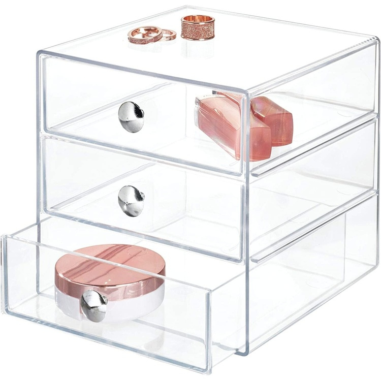 Lådförvaring, 3 lådor, ID CLARITY VANITY DRAWER, 16,5 x 16,5 x H 16,5 cm, Klar i gruppen Förvaring / Badrumsförvaring / Sminkförvaring hos SmartaSaker.se (41900)