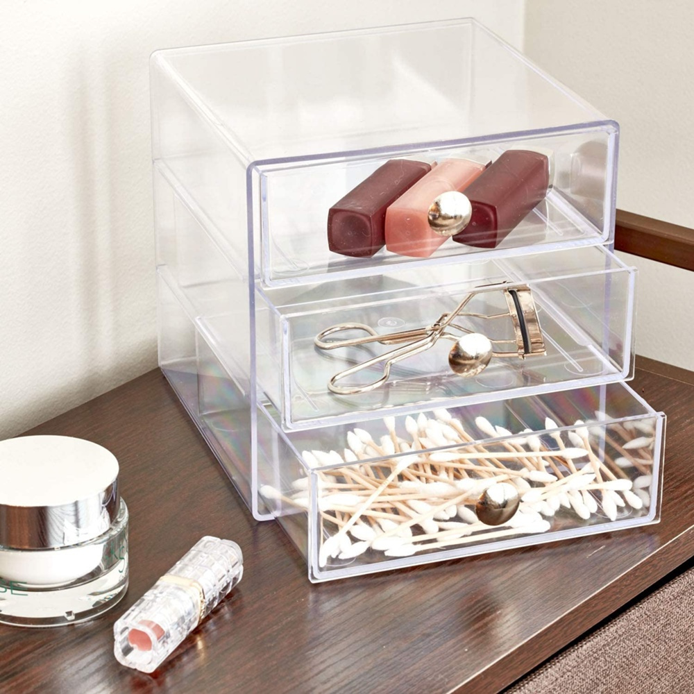 Lådförvaring, 3 lådor, ID CLARITY VANITY DRAWER, 16,5 x 16,5 x H 16,5 cm, Klar i gruppen Förvaring hos SmartaSaker.se (41900)