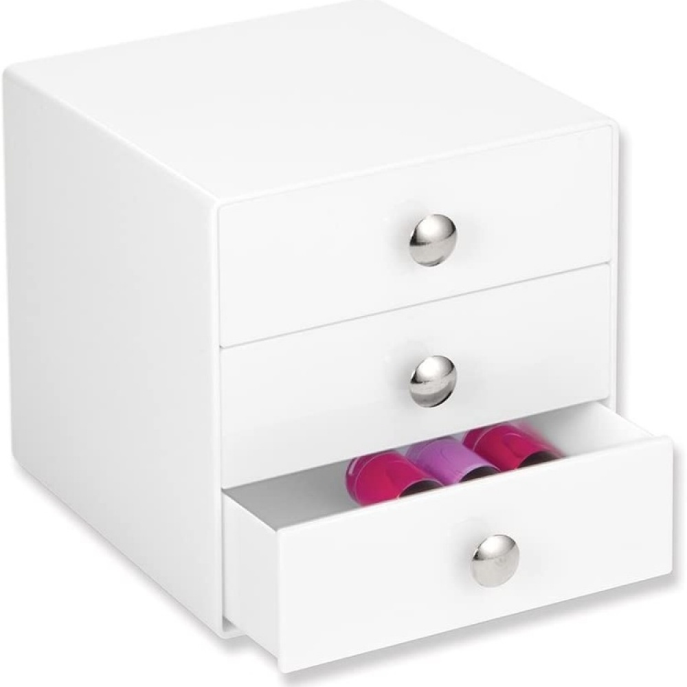 Lådförvaring, 3 lådor, ID VANITY DRAWER, 16,5 x 16,5 x H 16,5 cm, Vit i gruppen Förvaring / Badrumsförvaring / Sminkförvaring hos SmartaSaker.se (41901)