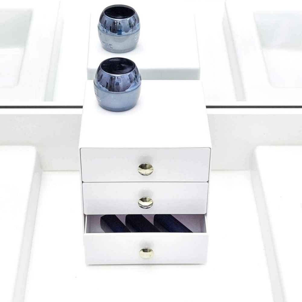 Lådförvaring, 3 lådor, ID VANITY DRAWER, 16,5 x 16,5 x H 16,5 cm, Vit i gruppen Förvaring / Badrumsförvaring / Sminkförvaring hos SmartaSaker.se (41901)