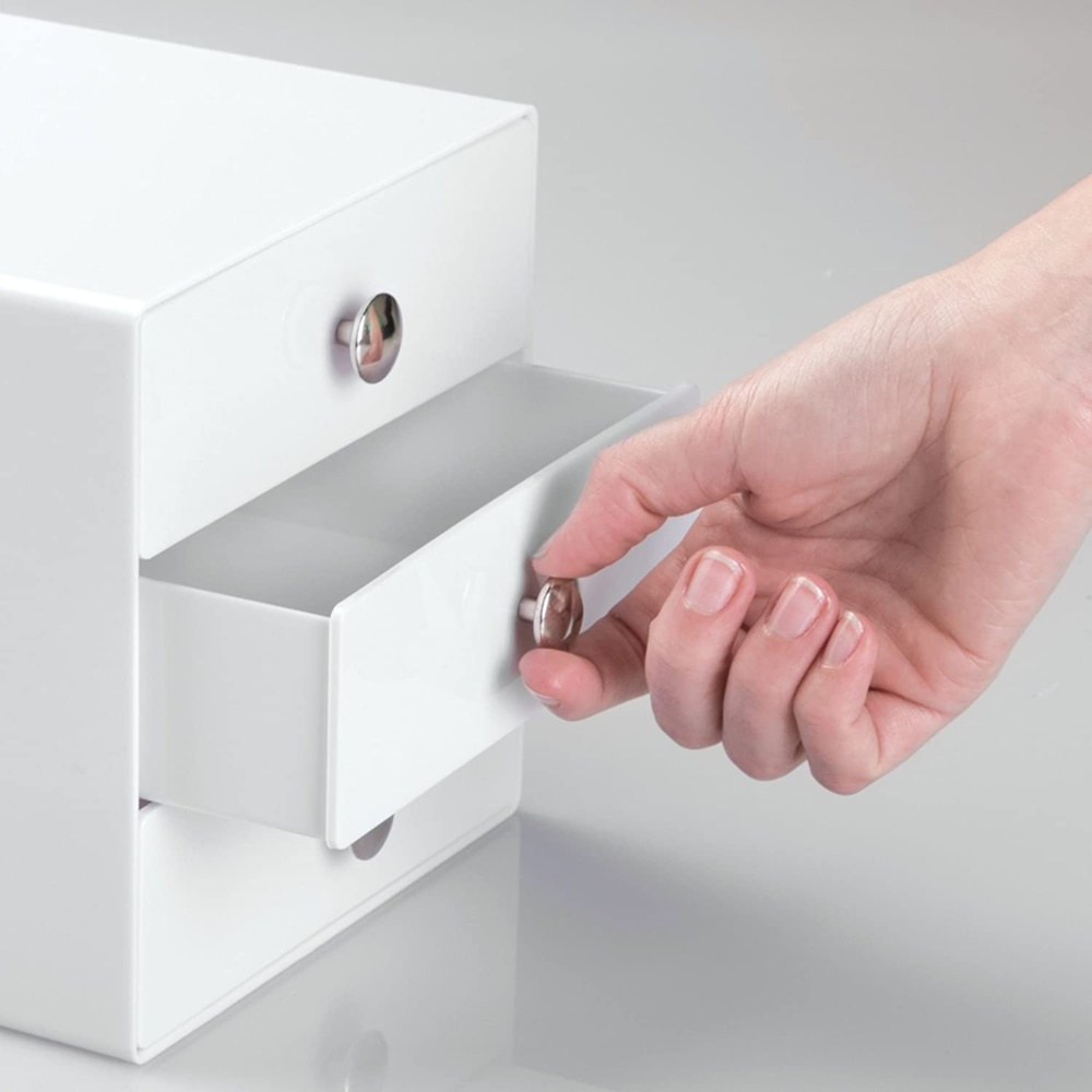 Lådförvaring, 3 lådor, ID VANITY DRAWER, 16,5 x 16,5 x H 16,5 cm, Vit i gruppen Förvaring / Badrumsförvaring / Sminkförvaring hos SmartaSaker.se (41901)