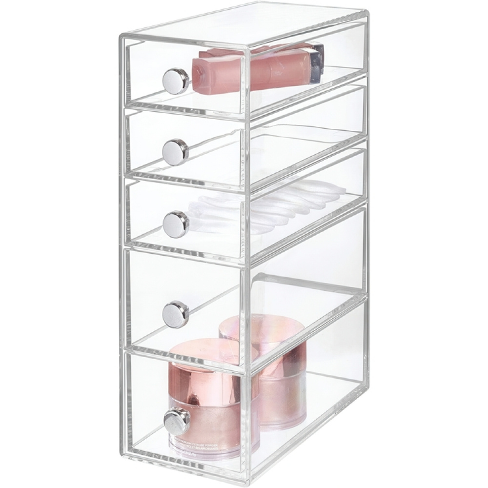 Lådförvaring, 5 låga lådor, ID CLARITY TOWER DRAWER, 8,5 x 16,5 x H 25 cm, Klar i gruppen Förvaring / Badrumsförvaring / Sminkförvaring hos SmartaSaker.se (41903)