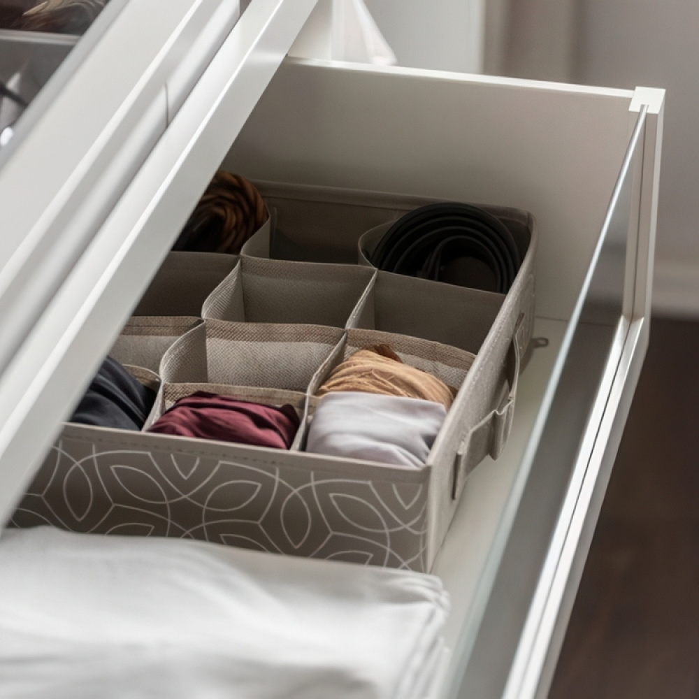 Lådindelning 16 fack, BALANCE ORGANISER, 31 x 31 x H8,5 cm, Beige i gruppen Förvaring / Garderobsförvaring / Sorteringslådor hos SmartaSaker.se (41904)