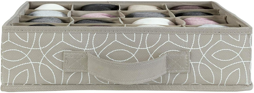 Lådindelning 16 fack, BALANCE ORGANISER, 31 x 31 x H8,5 cm, Beige i gruppen Förvaring / Garderobsförvaring / Sorteringslådor hos SmartaSaker.se (41904)