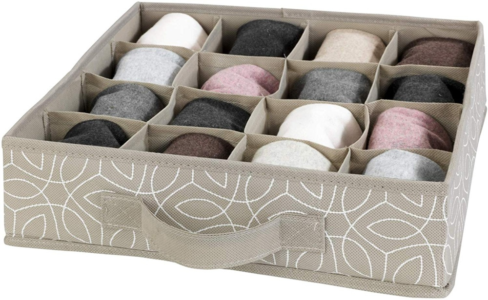 Lådindelning 16 fack, BALANCE ORGANISER, 31 x 31 x H8,5 cm, Beige i gruppen Förvaring / Garderobsförvaring / Sorteringslådor hos SmartaSaker.se (41904)