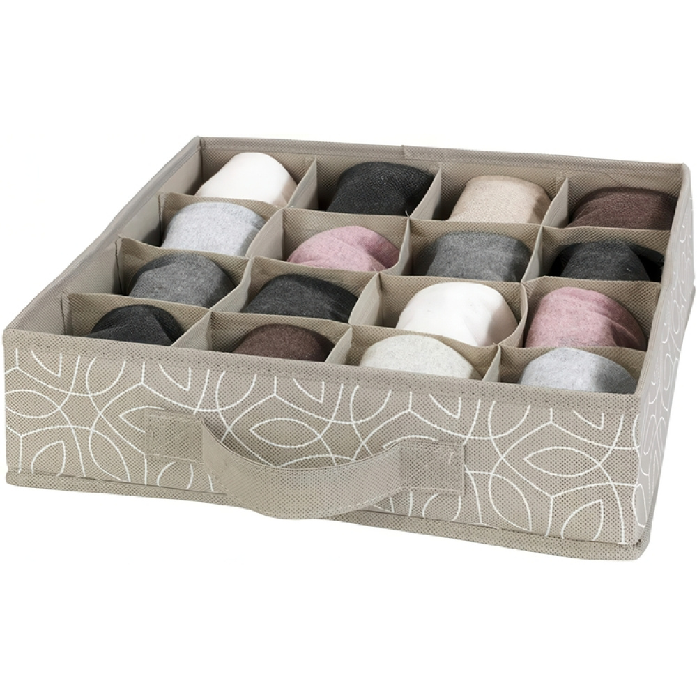 Lådindelning 16 fack, BALANCE ORGANISER, 31 x 31 x H8,5 cm, Beige i gruppen Förvaring / Garderobsförvaring / Sorteringslådor hos SmartaSaker.se (41904)