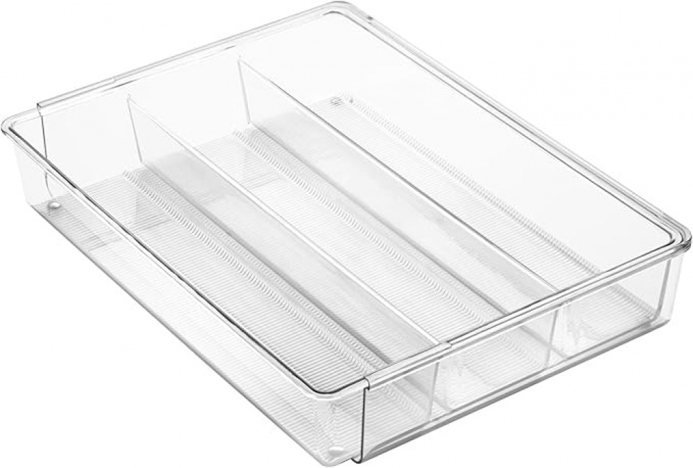 Lådinsats för redskap, Expanderbar, LINUS GRAND UTENSILS, 40,6~57 x 30,5 x H 7,6 cm, Transparent i gruppen Förvaring / Köksförvaring / Organisera köksskåp / Besticklådor hos SmartaSaker.se (41922)