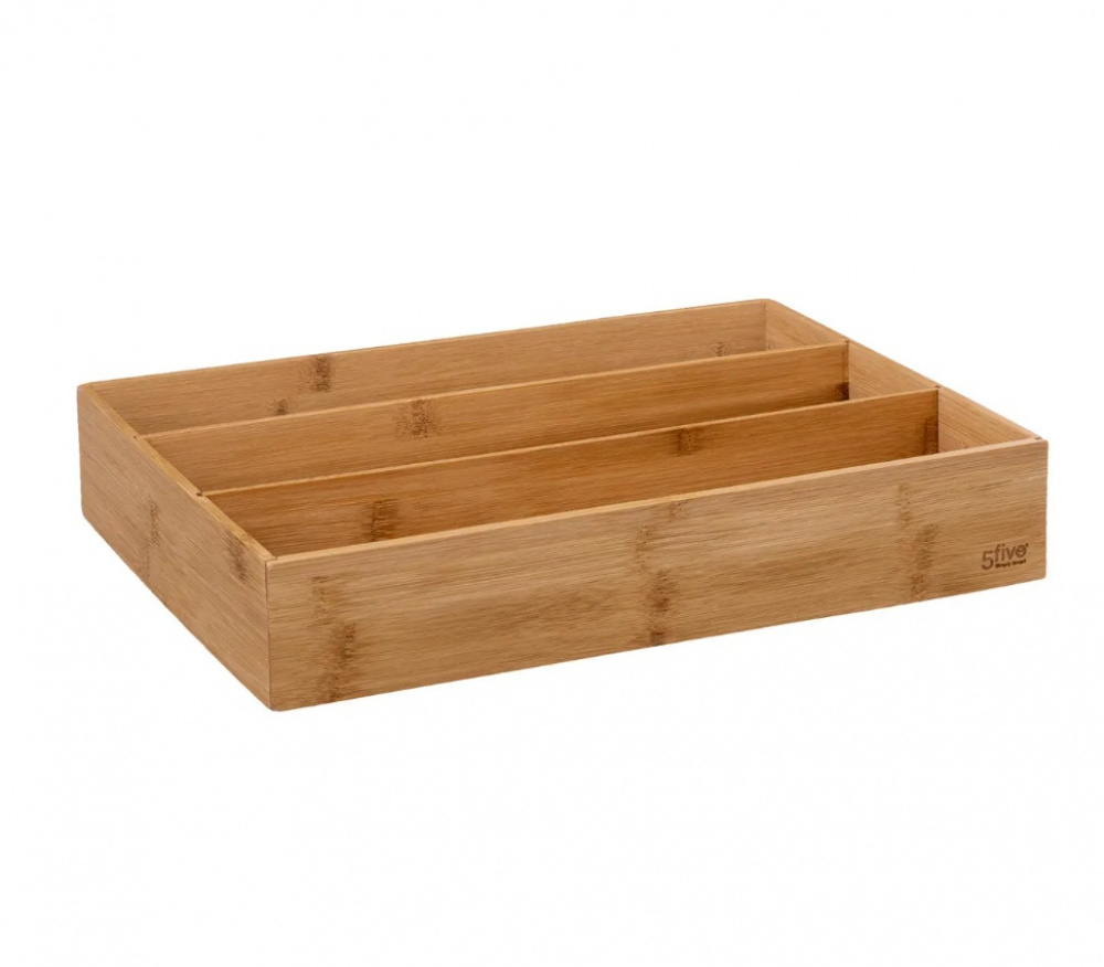 Lådinsats i Bambu för köksredskap, 3 fack, TIDY SMART, 38 x 28 x H 7 cm, Natur i gruppen Förvaring / Köksförvaring / Organisera köksskåp / Besticklådor hos SmartaSaker.se (41923)