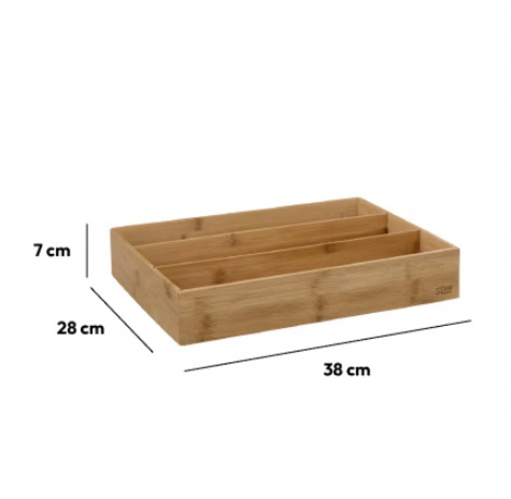 Lådinsats i Bambu för köksredskap, 3 fack, TIDY SMART, 38 x 28 x H 7 cm, Natur i gruppen Förvaring / Köksförvaring / Organisera köksskåp / Besticklådor hos SmartaSaker.se (41923)