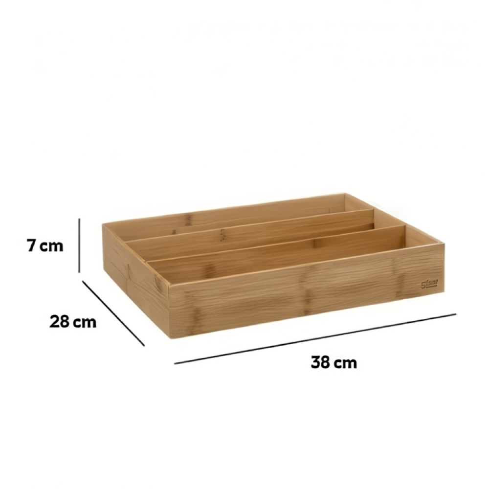 Lådinsats i Bambu för köksredskap, 3 fack, TIDY SMART, 38 x 28 x H 7 cm, Natur i gruppen Förvaring / Köksförvaring / Organisera köksskåp / Besticklådor hos SmartaSaker.se (41923)