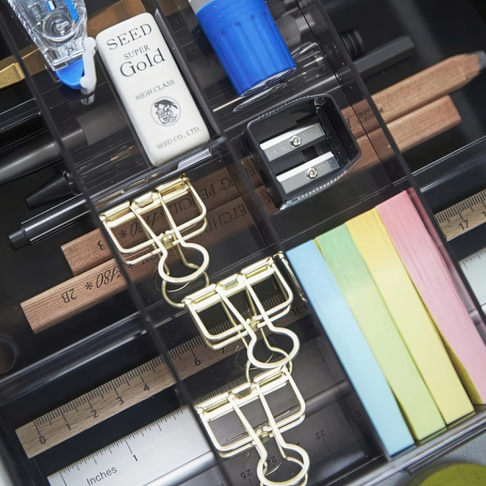 Lådinsats med extra bricka, TOWER EXPANDABLE, 25 ~ 45 x 25 x H 5,5 cm, Yamazaki, Svart i gruppen Förvaring / Köksförvaring / Organisera köksskåp / Besticklådor hos SmartaSaker.se (41925)