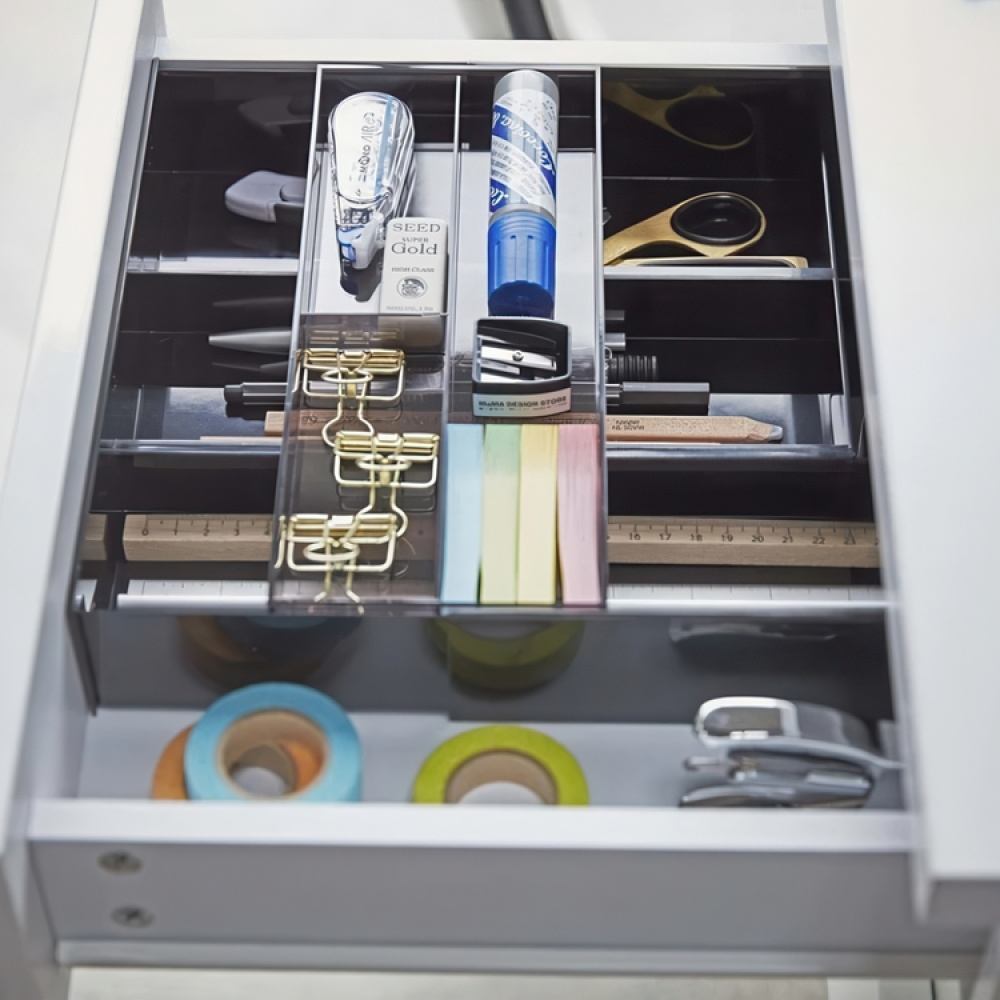 Lådinsats med extra bricka, TOWER EXPANDABLE, 25 ~ 45 x 25 x H 5,5 cm, Yamazaki, Svart i gruppen Förvaring / Köksförvaring / Organisera köksskåp / Besticklådor hos SmartaSaker.se (41925)