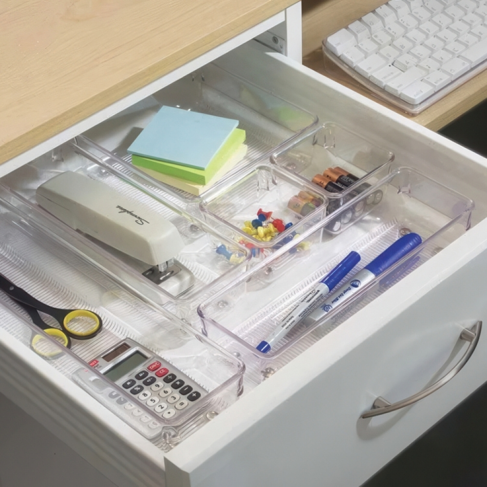 Lådinsats, Fyrkantig, LINUS SHALLOW MEDIUM, 16,3 x 16,3 x H 5,1 cm, Transparent i gruppen Förvaring / Köksförvaring / Organisera köksskåp / Besticklådor hos SmartaSaker.se (41926)