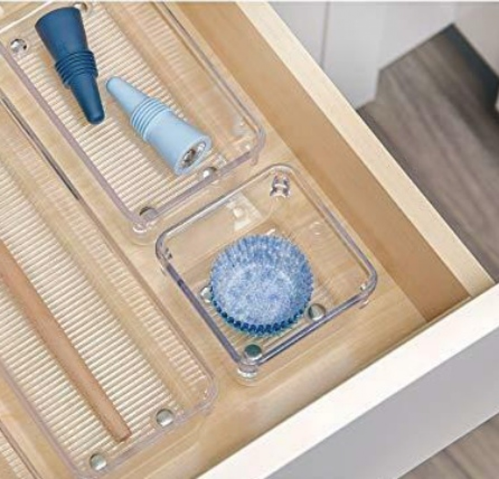 Lådinsats, Fyrkantig, Liten, LINUS SHALLOW SMALL, 8,1 x 8,1 x H 5,1 cm, Transparent i gruppen Förvaring / Köksförvaring / Organisera köksskåp / Besticklådor hos SmartaSaker.se (41927)