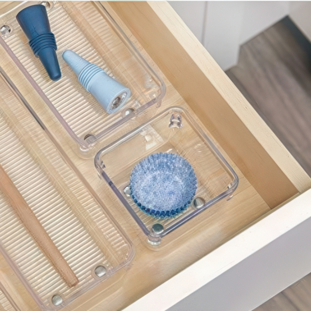 Lådinsats, Fyrkantig, Liten, LINUS SHALLOW SMALL, 8,1 x 8,1 x H 5,1 cm, Transparent i gruppen Förvaring / Köksförvaring / Organisera köksskåp / Besticklådor hos SmartaSaker.se (41927)