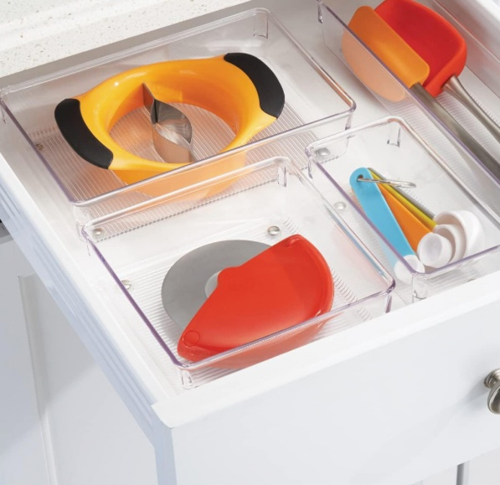 Lådinsats, Fyrkantig, Liten, LINUS SHALLOW SMALL, 8,1 x 8,1 x H 5,1 cm, Transparent i gruppen Förvaring / Köksförvaring / Organisera köksskåp / Besticklådor hos SmartaSaker.se (41927)