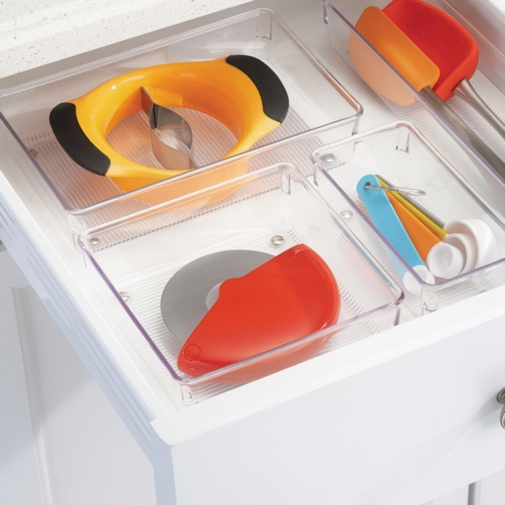 Lådinsats, Fyrkantig, Liten, LINUS SHALLOW SMALL, 8,1 x 8,1 x H 5,1 cm, Transparent i gruppen Förvaring / Köksförvaring / Organisera köksskåp / Besticklådor hos SmartaSaker.se (41927)