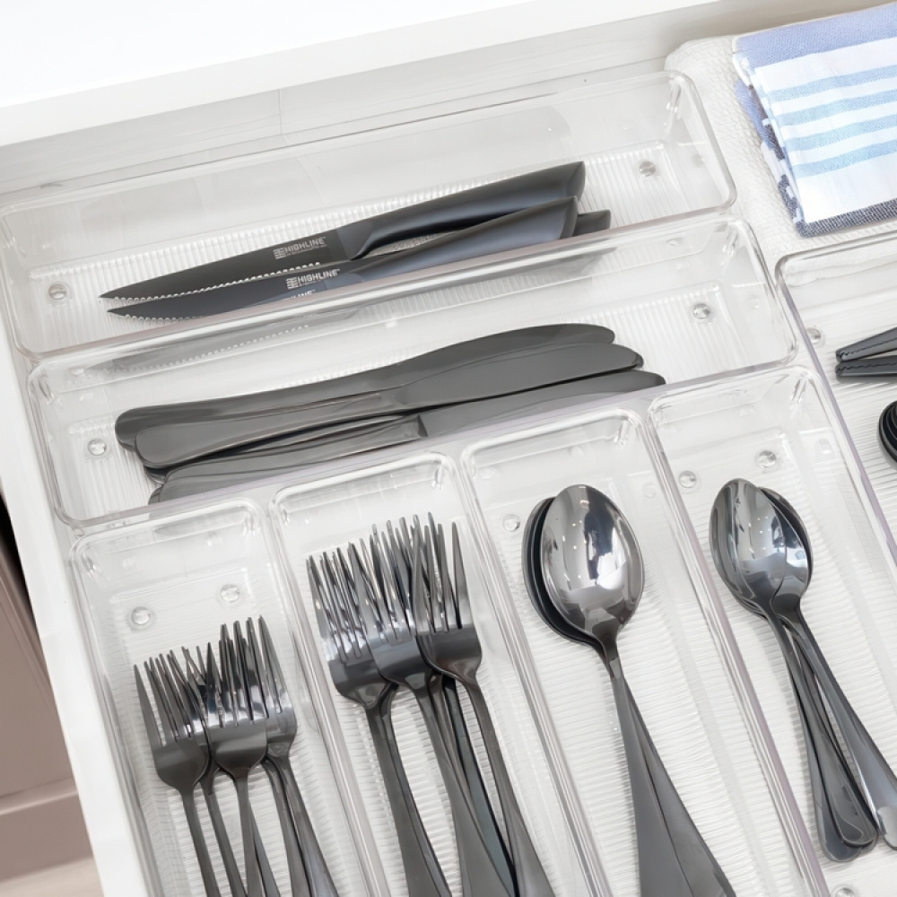 Lådinsats, Långsmal, LINUS SHALLOW MEDIUM, 25 x 8,1 x H 5,1 cm, Transparent i gruppen Förvaring / Köksförvaring hos SmartaSaker.se (41931)