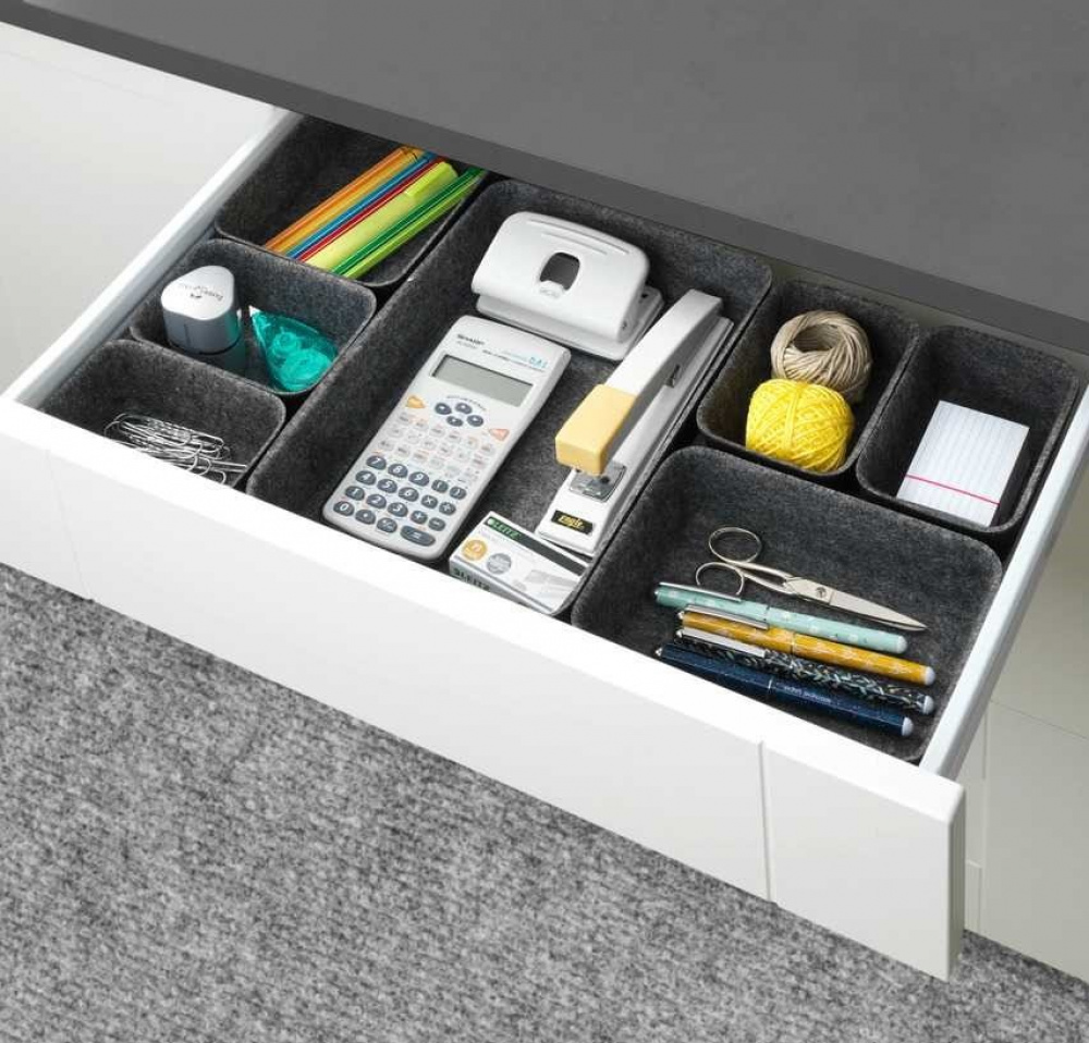 Lådinsatser i återvunnen polyesterfilt, Set med 7 st, FELT DRAWER ORGANIZERS, Grå i gruppen Förvaring / Köksförvaring / Organisera köksskåp / Besticklådor hos SmartaSaker.se (41938)