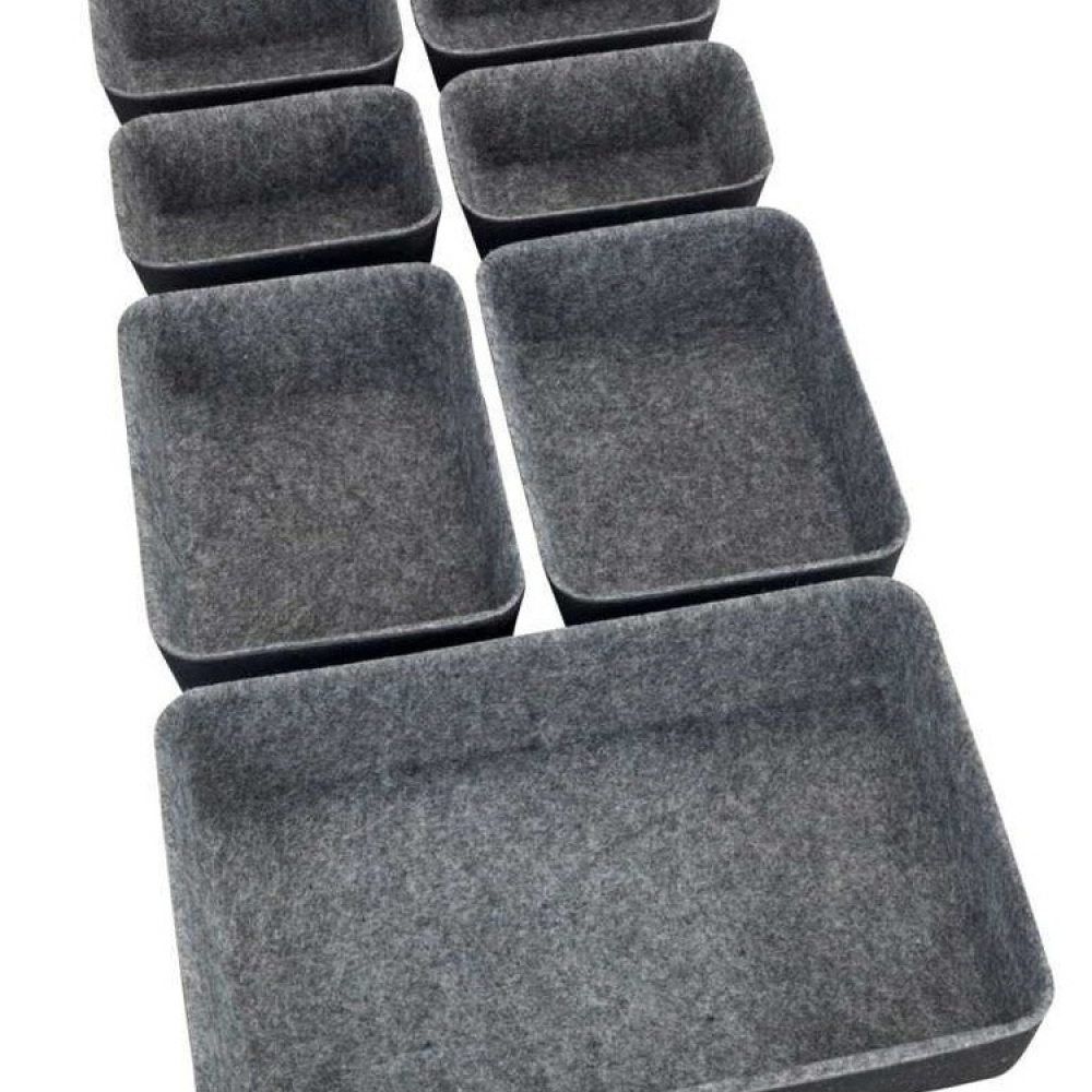 Lådinsatser i återvunnen polyesterfilt, Set med 7 st, FELT DRAWER ORGANIZERS, Grå i gruppen Förvaring / Köksförvaring / Organisera köksskåp / Besticklådor hos SmartaSaker.se (41938)