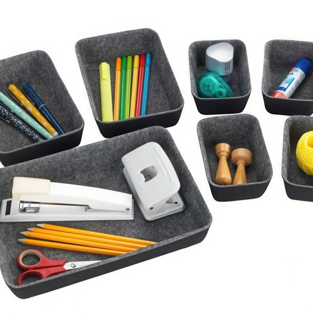 Lådinsatser i återvunnen polyesterfilt, Set med 7 st, FELT DRAWER ORGANIZERS, Grå i gruppen Förvaring / Köksförvaring / Organisera köksskåp / Besticklådor hos SmartaSaker.se (41938)