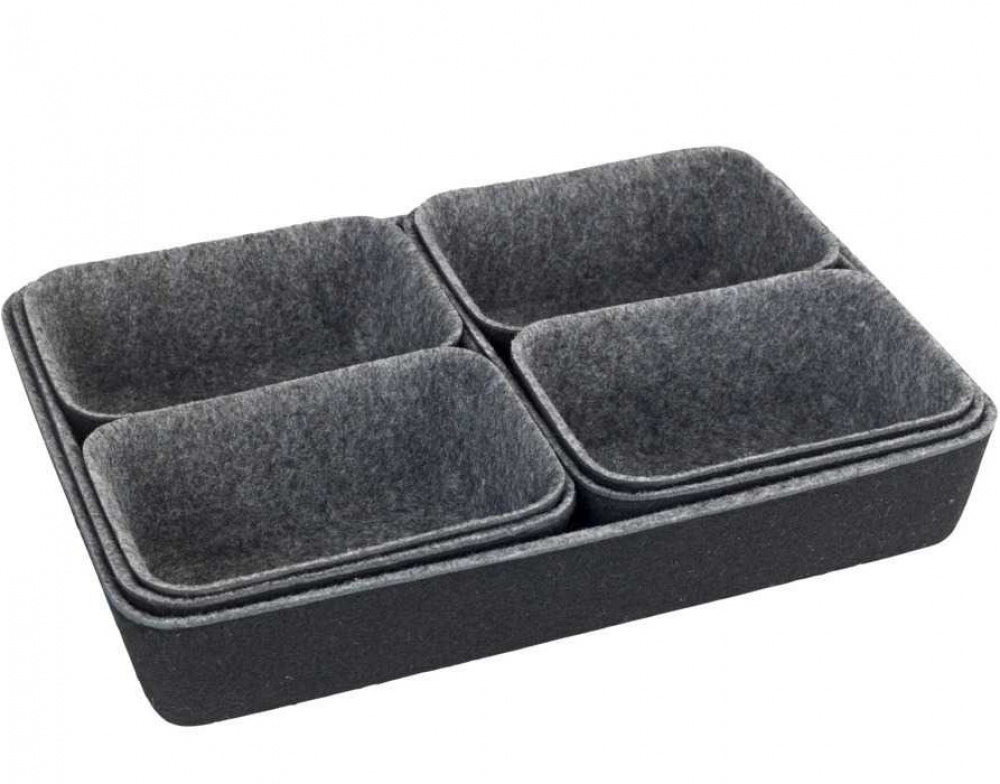 Lådinsatser i återvunnen polyesterfilt, Set med 7 st, FELT DRAWER ORGANIZERS, Grå i gruppen Förvaring / Köksförvaring / Organisera köksskåp / Besticklådor hos SmartaSaker.se (41938)